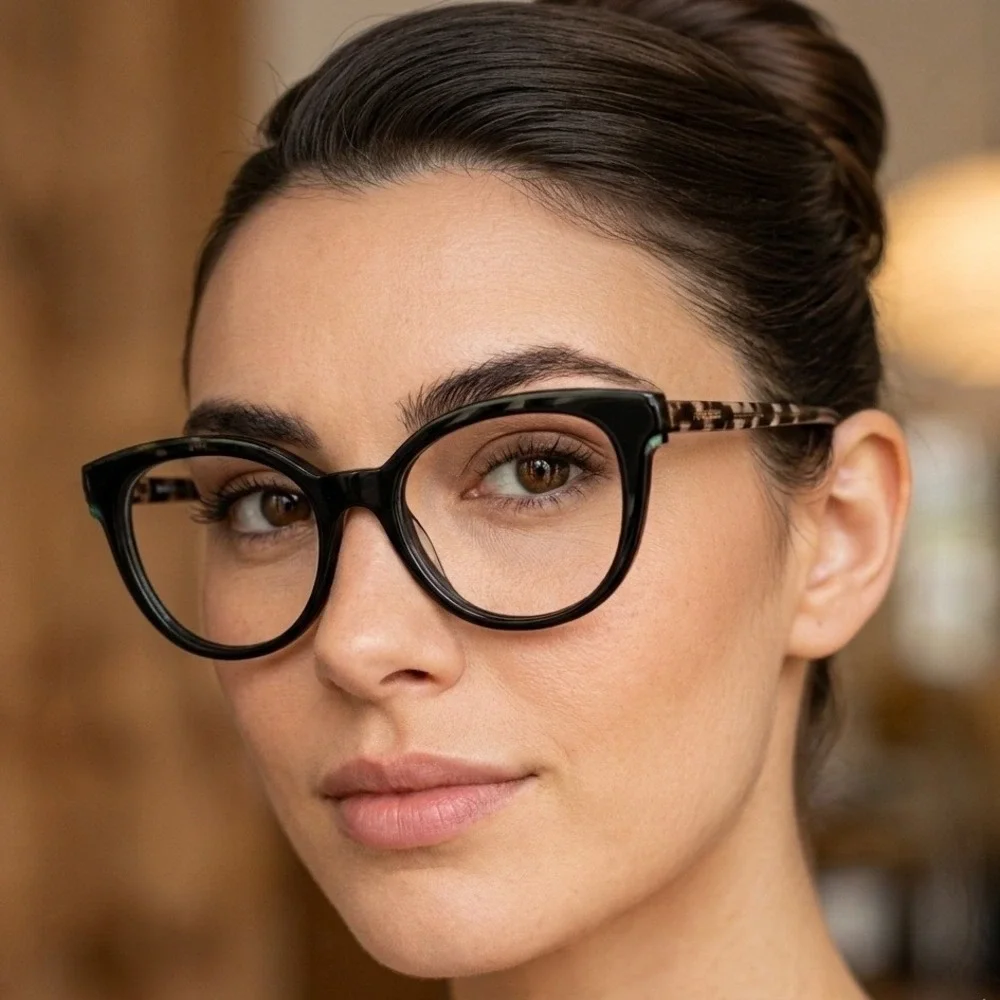 WOOW Paris Super Wavy 1 Eyeglasses Black Tortoise Teal 49-18-140 Col 0045